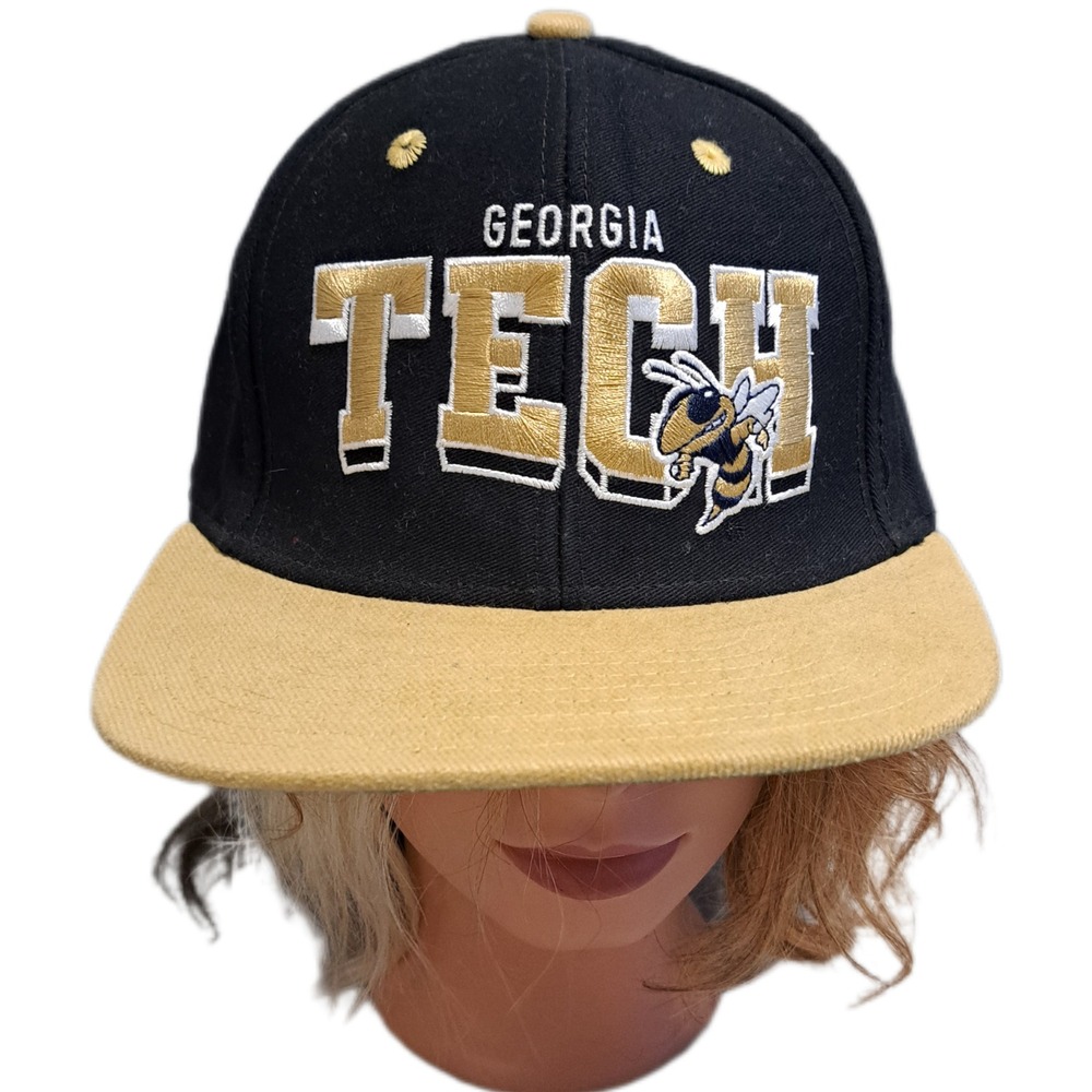 Vintage Georgia Tech Yellow Jackets Adjustable Wave Snapback Hat Cap Adidas